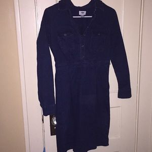 Long sleeve, dark denim dress
